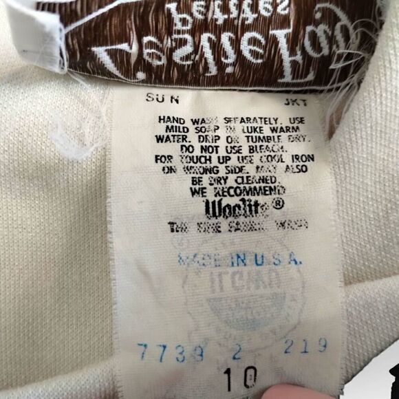 Vtg Leslie Fay Womens Top Sz 10 Cream Knit Black Velvet‎ Back Zip 60s Whimsicore - Picture 9 of 11